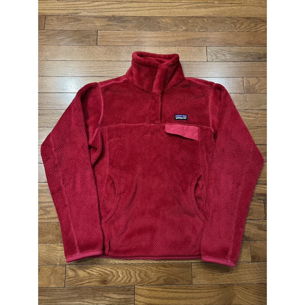 Patagonia Women's XS Red Fleece Quarter Snap Pullover Mock Neck Pocket Jacket